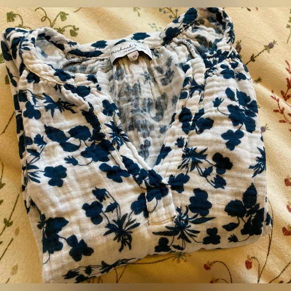 Michael Stars blue & white floral blouse • gauzy 100% cotton • size XS • NWOT 😍 - Picture 5 of 10